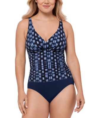 Swim Solutions - Women's Printed Tummy-Control One-Piece Swimsuit, Exclusively at Macy's