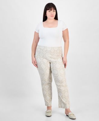 JM Collection - Plus Size Printed Jacquard Pants