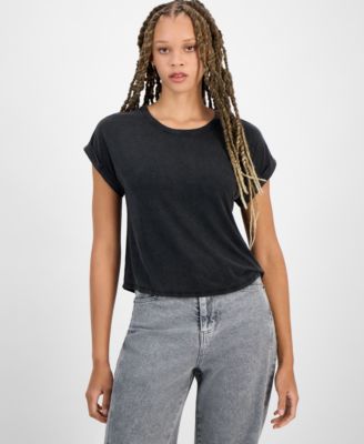 Hippie Rose - Juniors' Cuffed Short-Sleeve Tee