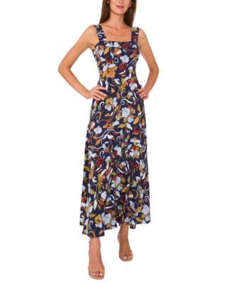 Vince Camuto - Women's Printed Square-Neck Tiered Maxi Dress