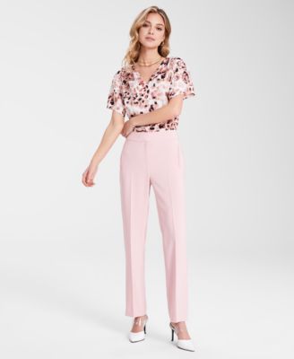 Bar III - Women's Flat-Front Straight-Leg Suit Pants, Exclusively at Macy's