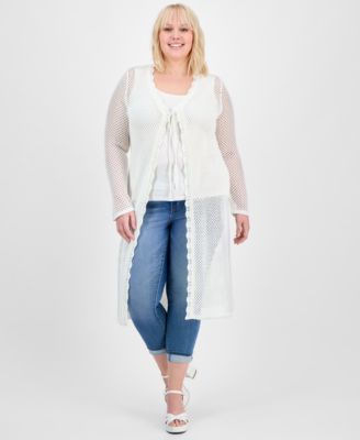 Madden Girl - Trendy Plus Size Mesh Tie-Front Duster