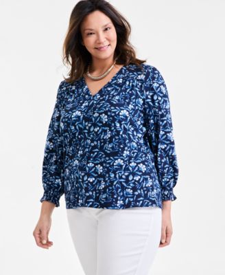 Style & Co - Plus Size Floral Medallion V-Neck Top