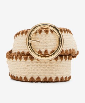 Steve Madden - Women's Round-Buckle Raffia Stretch Belt