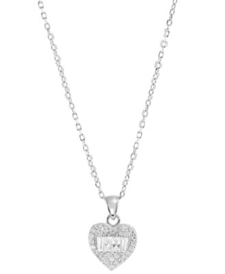 Macy's - Cubic Zirconia Mixed Cut Heart Pendant Necklace (1/2 ct. t.w.) in Sterling Silver