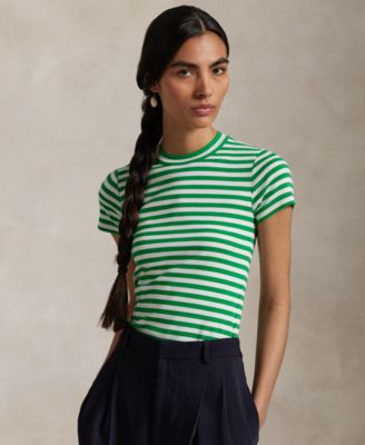Polo Ralph Lauren - Women's Striped Ribbed Cotton Crewneck Tee