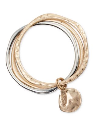 Style & Co - Two-Tone 3-Pc. Set Sculptural Bangle Bracelets