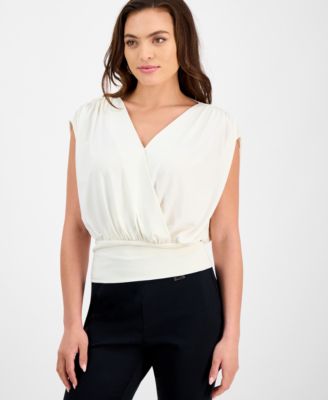 I.N.C. International Concepts - Petite Surplice-Neck Sleeveless Top