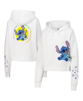 Freeze Max - Women's White Lilo and Stitch Scrump Cropped Pullover Hoodie
