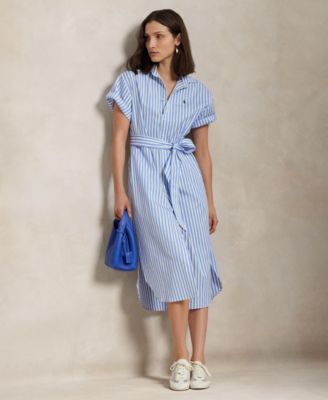 Polo Ralph Lauren - Women's Belted Striped Cotton Shirtdress