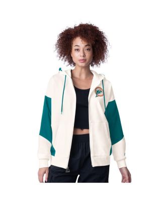 Starter - Women's White Miami Dolphins Scrimmage Full-Zip Hoodie