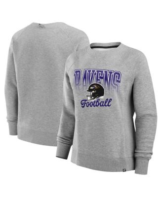 Fanatics - Women's Heather Gray Baltimore Ravens Hit Hard Fleece Pullover Sweatshirt