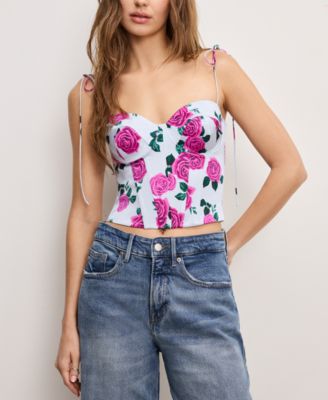 Good American - Women's Printed Satin Bustier Top