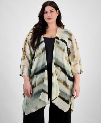 Anne Klein - Plus Size Big Dot Chiffon Jacket