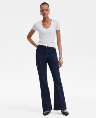 I.N.C. International Concepts - Women's Utility High-Rise Flared Jeans