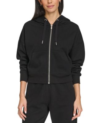 Calvin Klein - Women's Fleece Crop Zip-Front Long-Sleeve Hoodie