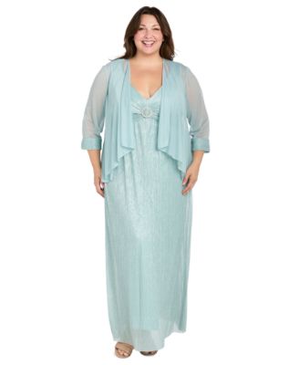 R & M Richards - Plus Size Crinkle Jacket & Gown Set