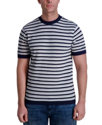 KARL LAGERFELD PARIS - Men's Slim Fit Short Sleeve Crewneck Striped T-Shirt