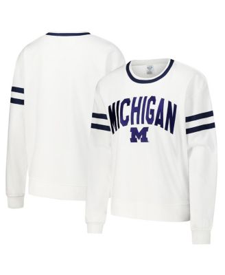 Concepts Sport - Women's  White Michigan Wolverines Borough French Terry Arch Over Long Sleeve T-Shirt