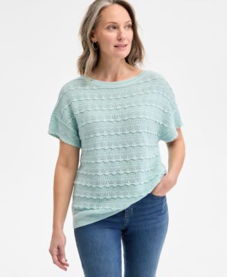 Style & Co - Women's Metallic Pointelle Dolman-Sleeve Sweater