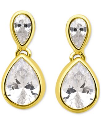 Giani Bernini - Cubic Zirconia Mixed Cut Bezel Frame Drop Earrings