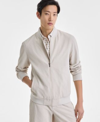 Alfani - Men's Modern Puckered Zip-Front Bomber Jacket
