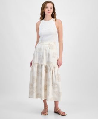 Jones New York - Women's Printed Tiered Maxi Skirt