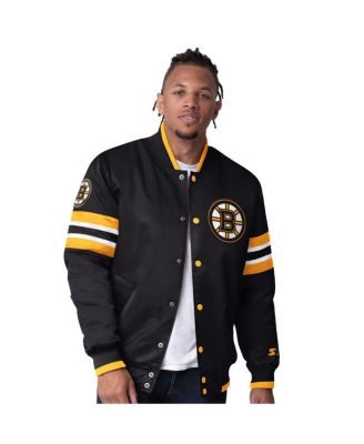 Starter - Men's  Black Boston Bruins Scout I Full-Snap Varsity Jacket