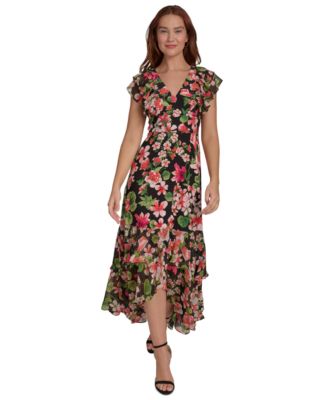 Tommy Hilfiger - Women's Printed Empire-Waist Ruffle-Sleeve Dress