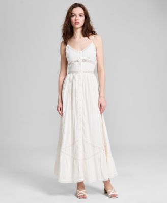 And Now This - Women's Lace-Inset Fit & Flare Maxi Dress