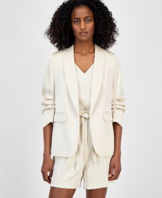 Anne Klein - Women's Open-Front Scrunch-Sleeve Blazer