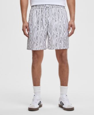 Mode of One - Men's Woodgrain Relaxed-Fit Printed 6-1/2" Shiny Twill Shorts
