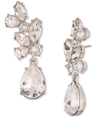 Givenchy - Silver-Tone Crystal Cluster Drop Earrings