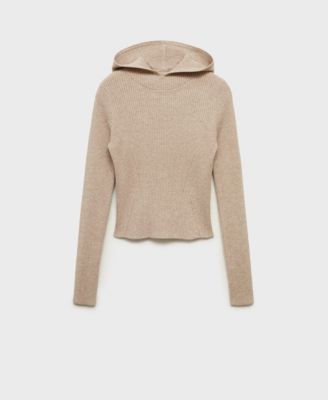 MANGO - Women's Ribbed Hooded Sweater