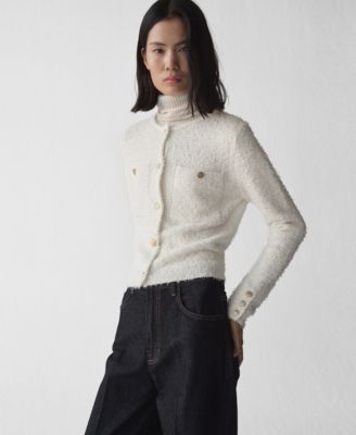 MANGO - Women's Jewel Buttoned Tweed Jacket