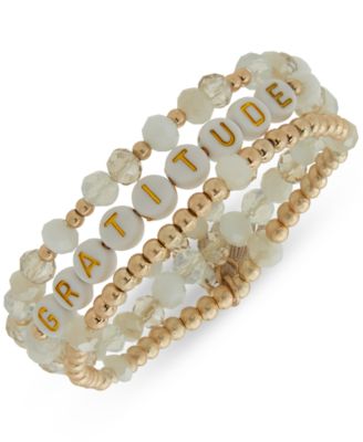 lonna & lilly - Gold-Tone 3-Pc. Set Dream Big Bead Stretch Bracelet