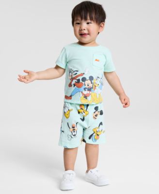 Disney - Baby Boys Mickey & Friends Cotton T-Shirt & Shorts, 2 Piece Set