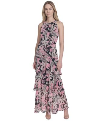 Tommy Hilfiger - Women's Floral Ruffle-Tiered Halter Maxi Dress