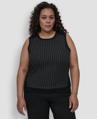 DKNY - Plus Size Mixed Media Sleeveless Top