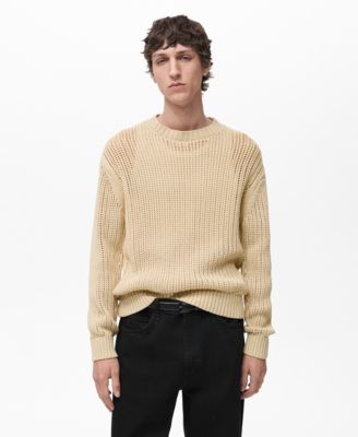 MANGO - Men's Cotton Openwork Knit Sweater