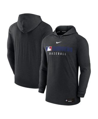Nike - Men's Heather Black Los Angeles Dodgers Authentic Collection Tri-Blend Performance Pullover Hoodie