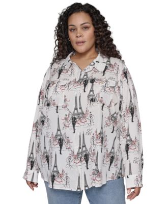KARL LAGERFELD PARIS - Plus Size Whimsical Paris-Print Shirt