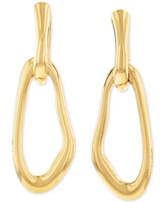 Calvin Klein - Gold-Tone Stainless Steel Statement Link Charm Hoop Earrings