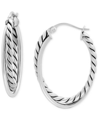 Giani Bernini - Rope Twist Medium Hoop Earrings in Sterling Silver, 1-1/8"