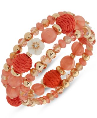 lonna & lilly - Gold-Tone 3-Pc. Set Mixed Bead Stretch Bracelets