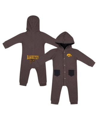 Colosseum - Baby Boys and Girls  Charcoal Iowa Hawkeyes Zando-Zan Waffle Full-Snap Hooded Romper