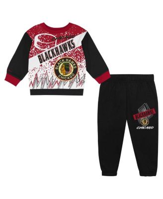 Mitchell & Ness - Toddler 2-Piece Chicago Blackhawks Oversized Block Buster Fleece Sweatshirt and Pants Set