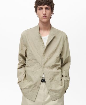 MANGO - Men's Wrinkled Effect Crew Neck Shirt