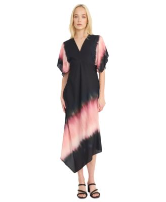 Luxely - Women's Ombr&eacute; Handkerchief-Hem Flutter-Sleeve Chiffon Midi Dress