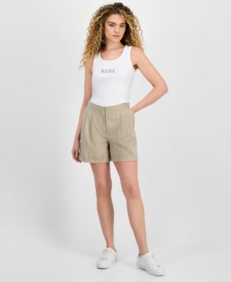 BOSS Orange - Women's Tapered-Fit Pinstriped Shorts
